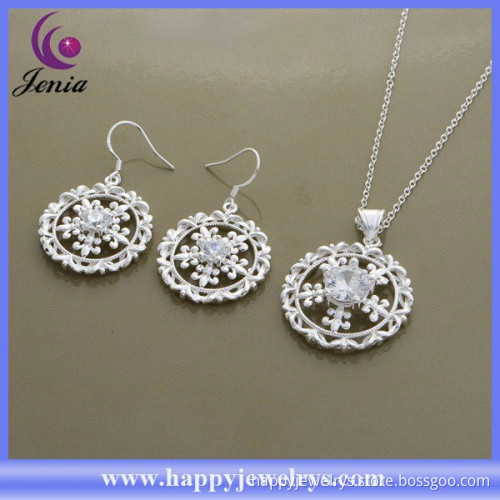 Beautiful round earring ,pendant set 925 silver plated hot selling cheap jewelry set (AT559)